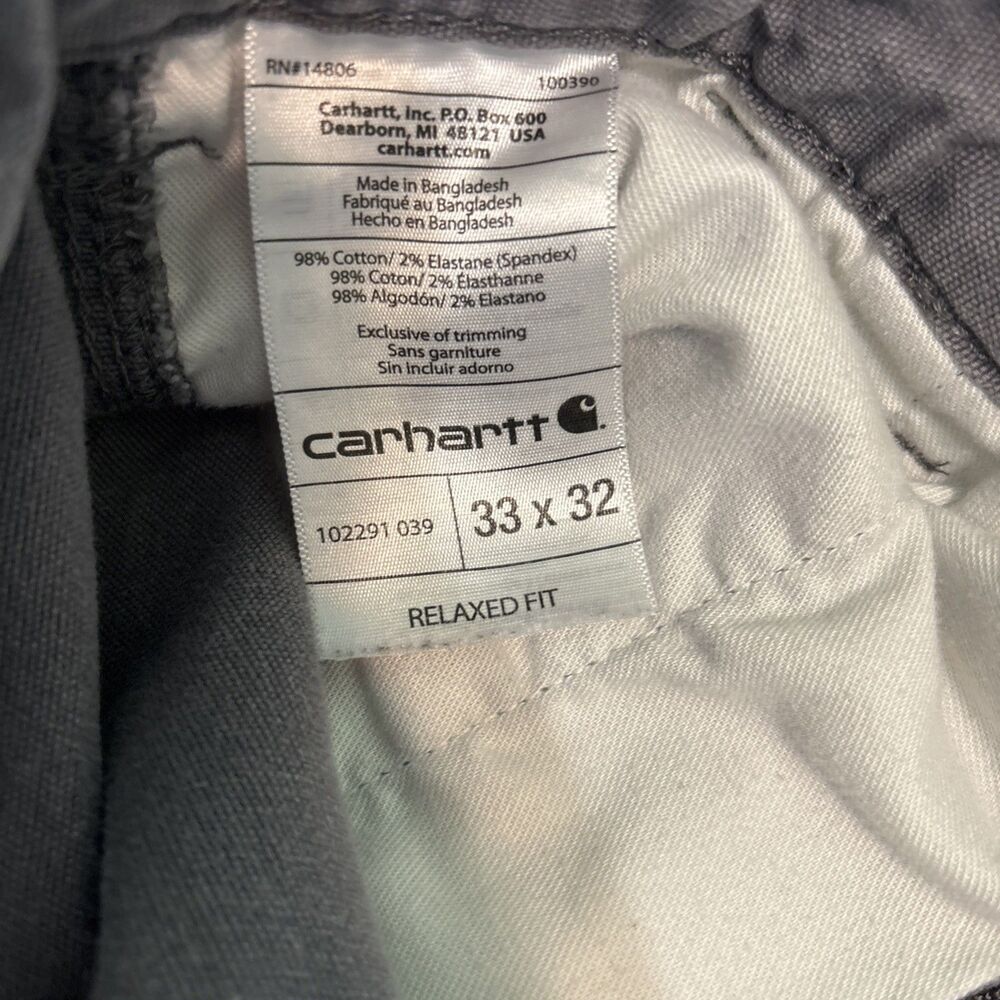 Carhartt Men’s Gray Work Pant 33x32 Pockets Relaxed Fit - Picture 11 of 11